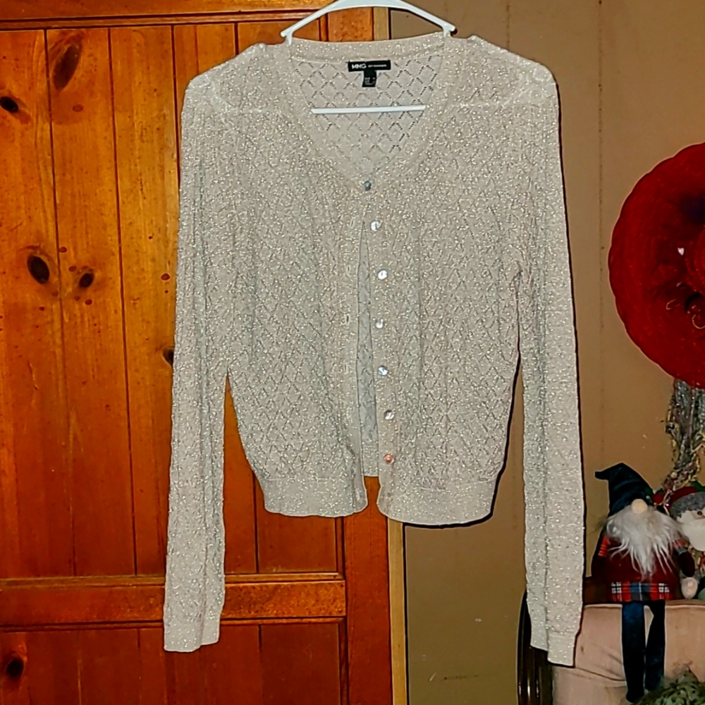 MING] sz.L light camel colored button down sweater.